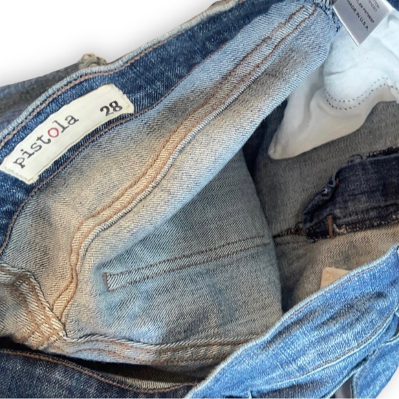 Pistola Distressed Skinny Jeans Blue Ripped Patchwork Mid-Rise Women’s Size 28 - Picture 9 of 16